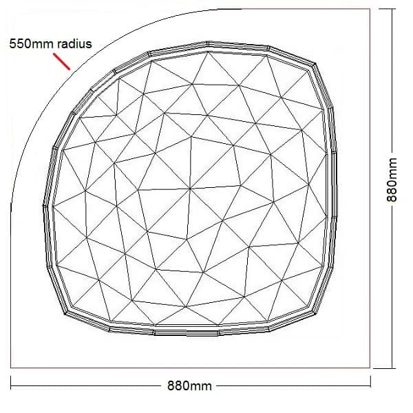 900 x 900 HB Steam Stopper curved