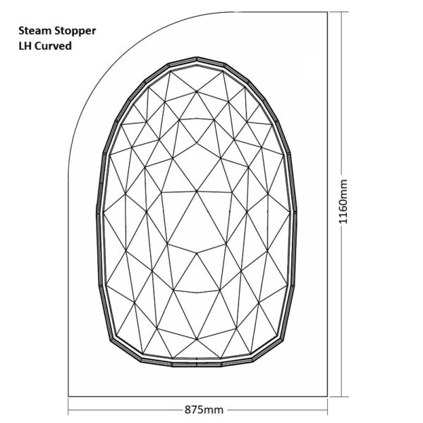 Rectangle Steam Stopper 1200 x 900 LH curved