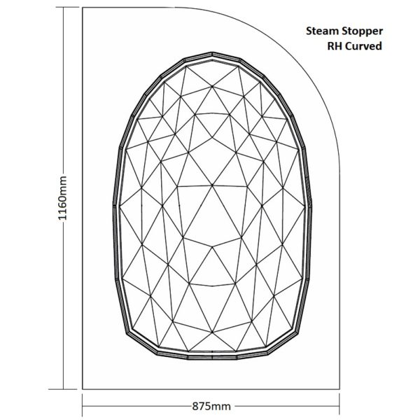 Rectangle Steam Stopper 1200 x 900 RH curved